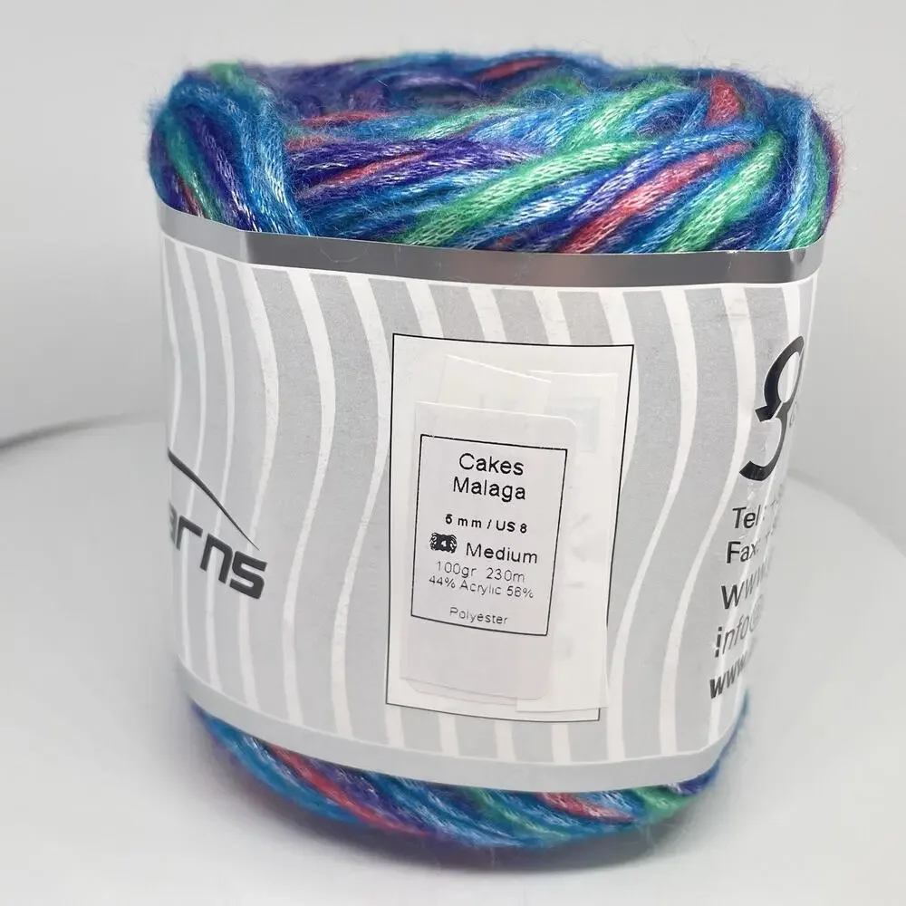 ICE Yarns Cakes Malaga Yarn, Blue Pink Green Purple